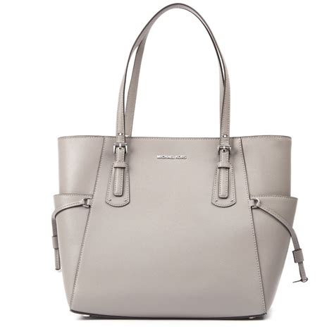 michael kors voyager tote pearl grey|Michael Kors large saffiano tote.